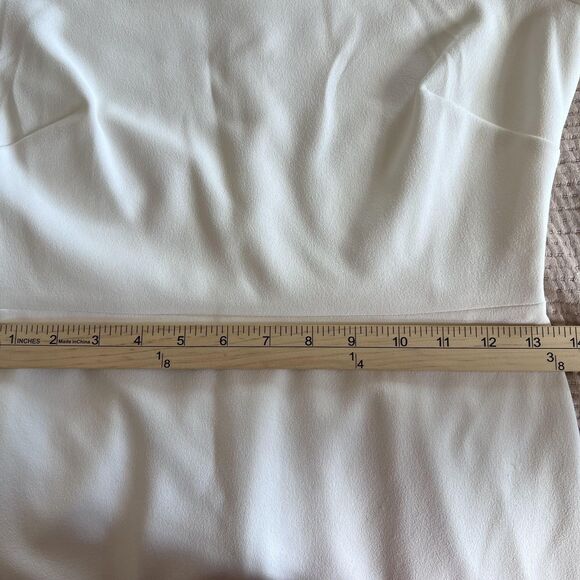 Calvin Klein Dress Womens XS White Bow Shoulder Sheath Midi 3/4 Sleeve Back Zip - Picture 11 of 16